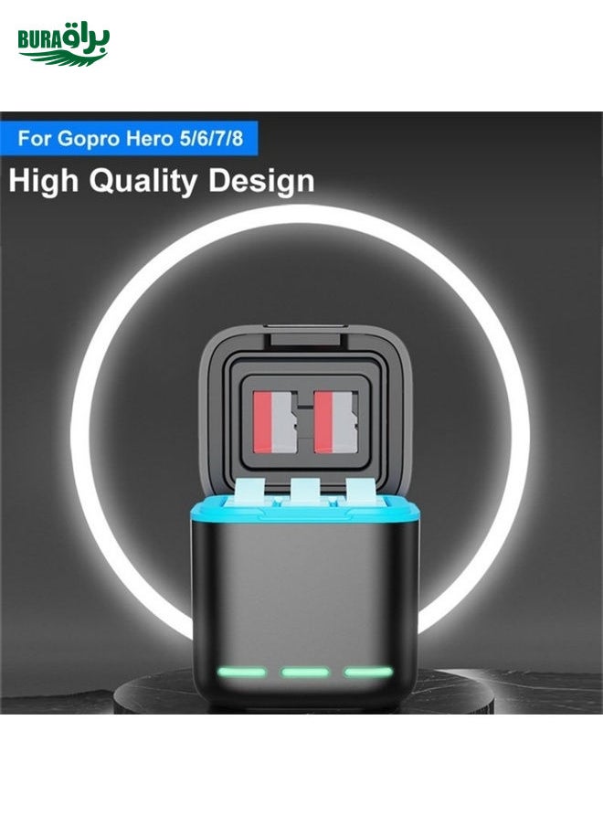 BURAQ GP-810 Rechargeable 3-Battery Charger Station Storage Case for GoPro HERO5 /6 /7 /8  - Image 4