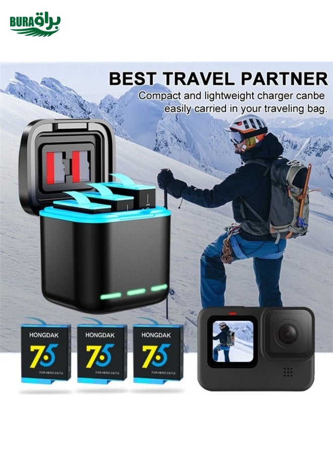 BURAQ GP-810 Rechargeable 3-Battery Charger Station Storage Case for GoPro HERO5 /6 /7 /8  - Image 3