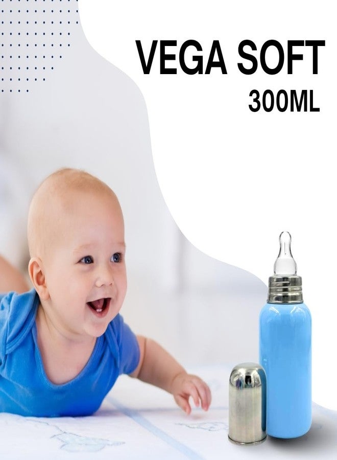 VOIK Vega Soft Steel Feeding Bottle for Newborn Baby | Premium Stainless Steel Baby Bottle | Lightweight, Durable Milk Bottle for Kids | Leak-Proof, BPA-Free | 300ml (Blue) - Image 3