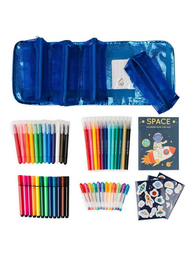 PapaKit Creative Art Coloring Set (Outer Space), Includes Travel Bag, Assorted Washable Marker Set, Glitter Pens & Coloring Pages, Art Supplies Great Gift for Kids - Image 3