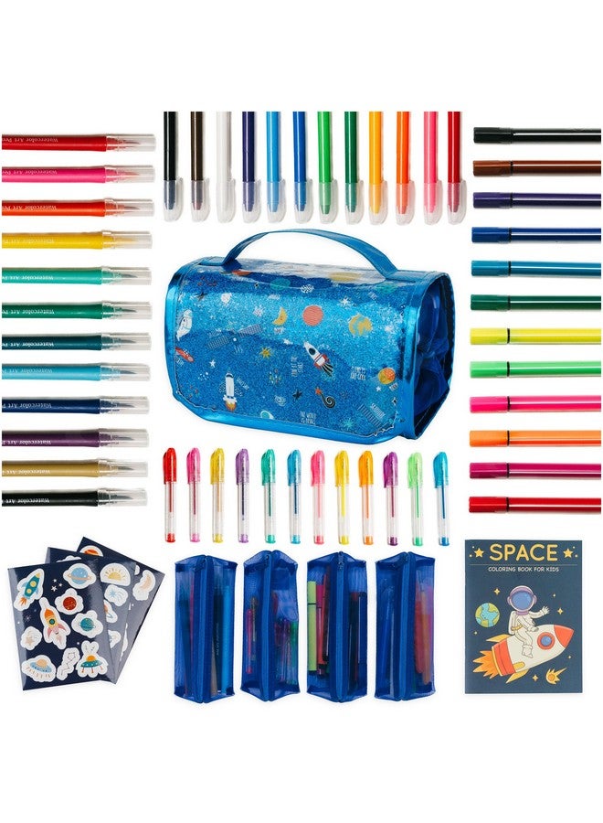 PapaKit Creative Art Coloring Set (Outer Space), Includes Travel Bag, Assorted Washable Marker Set, Glitter Pens & Coloring Pages, Art Supplies Great Gift for Kids - Image 1