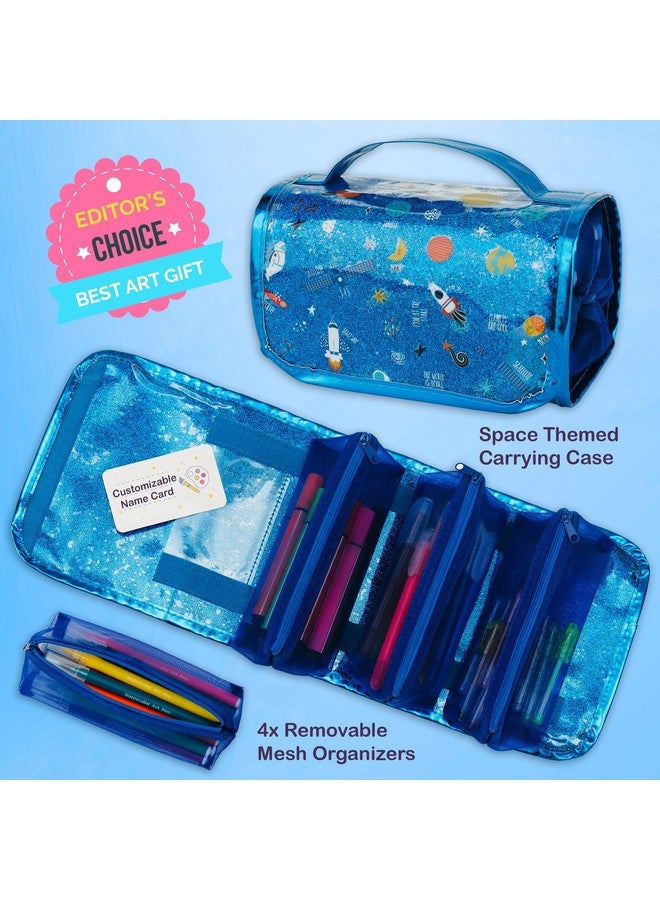 PapaKit Creative Art Coloring Set (Outer Space), Includes Travel Bag, Assorted Washable Marker Set, Glitter Pens & Coloring Pages, Art Supplies Great Gift for Kids - Image 2