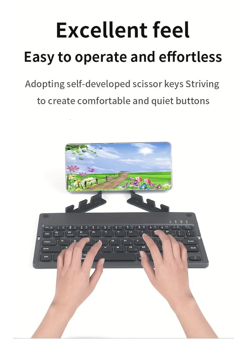Generic Bi-Fold Bluetooth Keyboard – Portable Wireless Folding Keyboard with Touchpad, Compatible with iOS, Android, Windows, and More  - Image 1