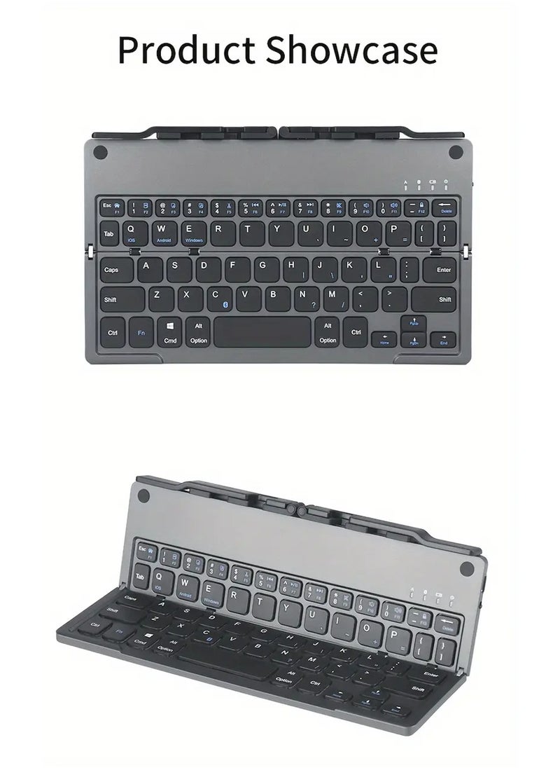 Generic Bi-Fold Bluetooth Keyboard – Portable Wireless Folding Keyboard with Touchpad, Compatible with iOS, Android, Windows, and More  - Image 2