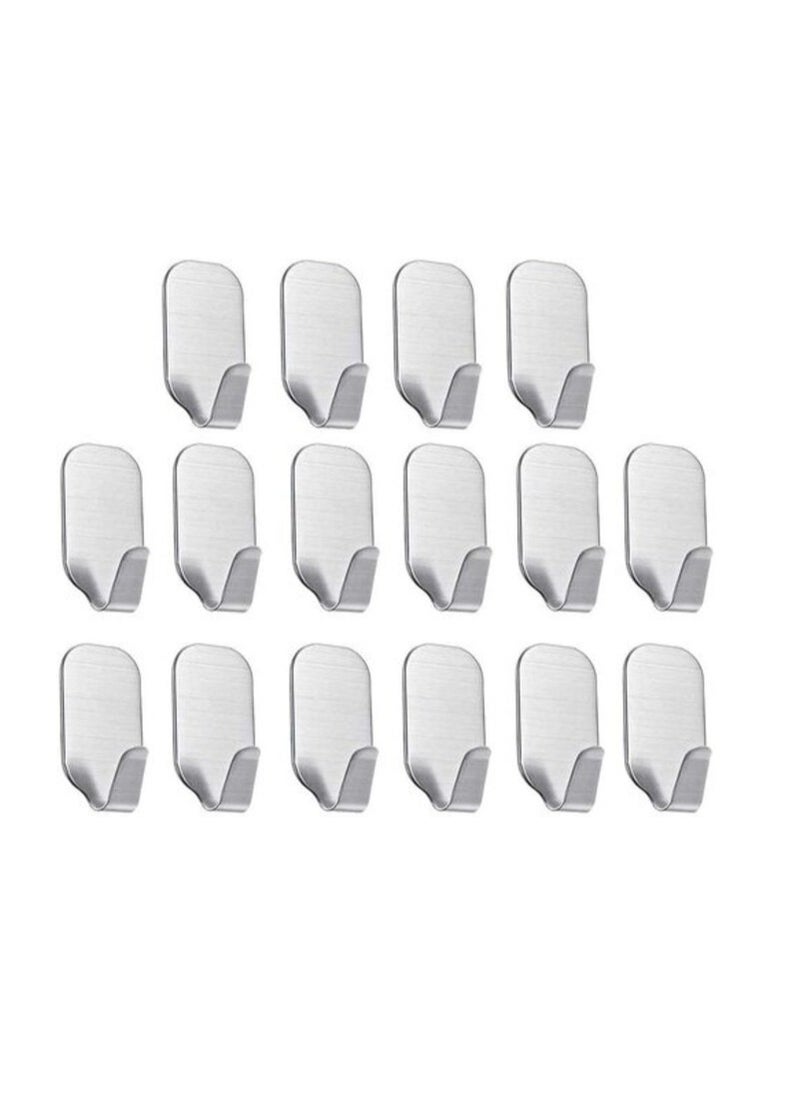 GLOBAL GLOBAL Self Adhesive Hooks, Stainless Steel Adhesive Wall Hanger (Adhesive Hooks-16 Packs)  - Image 1