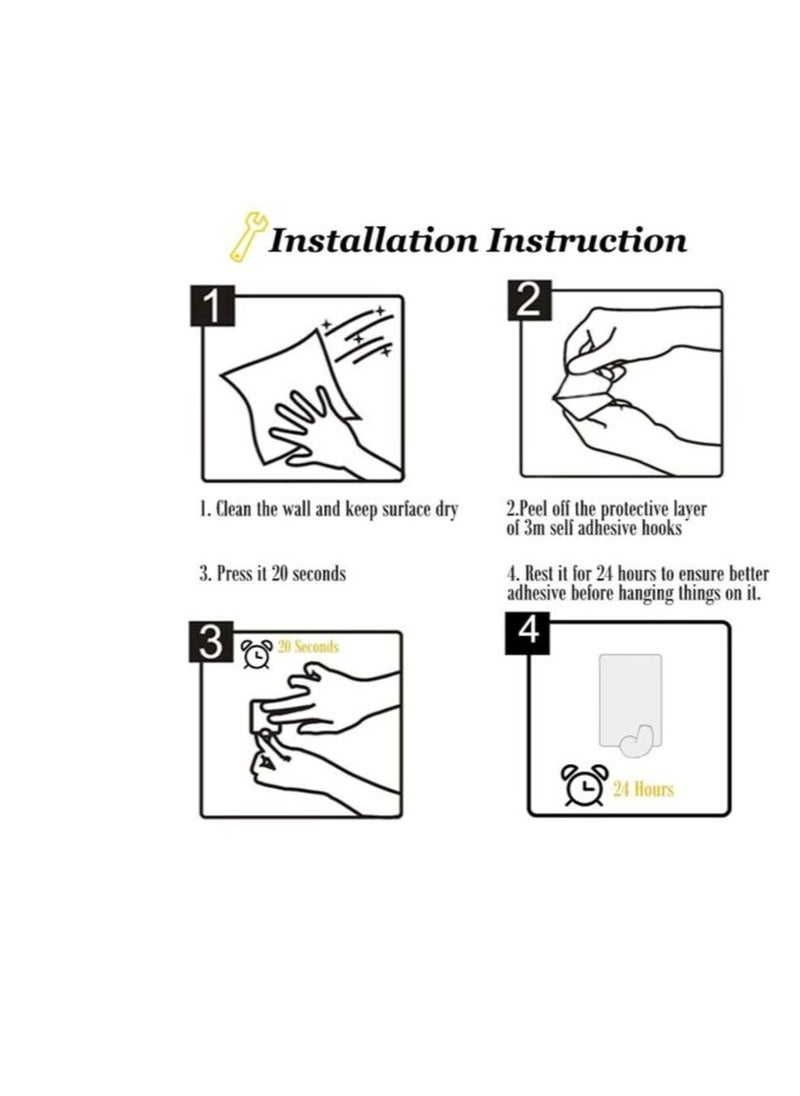GLOBAL GLOBAL Self Adhesive Hooks, Stainless Steel Adhesive Wall Hanger (Adhesive Hooks-16 Packs)  - Image 3
