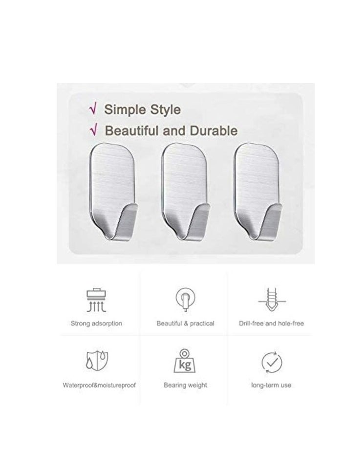 GLOBAL GLOBAL Self Adhesive Hooks, Stainless Steel Adhesive Wall Hanger (Adhesive Hooks-16 Packs)  - Image 2