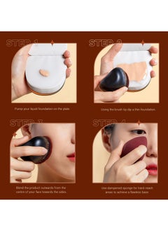 Jessup Jessup Foundation Brush with Makeup Sponge, Black Makeup Brush Flat Top Kabuki Brush for Liquid Blending Stippling, T881  - Image 5