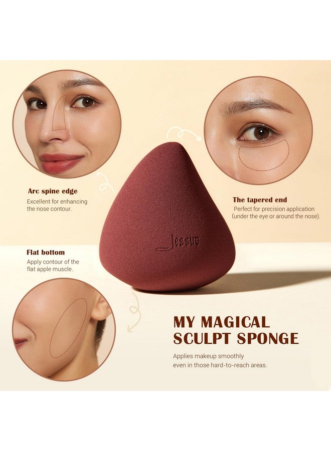 جيساب فرشاة كريم أساس جيسوب مع إسفنجة مكياج، فرشاة مكياج سوداء ذات سطح مسطح وفرشاة كابوكي لمزج السوائل والتنقيط، T881 - Image 4