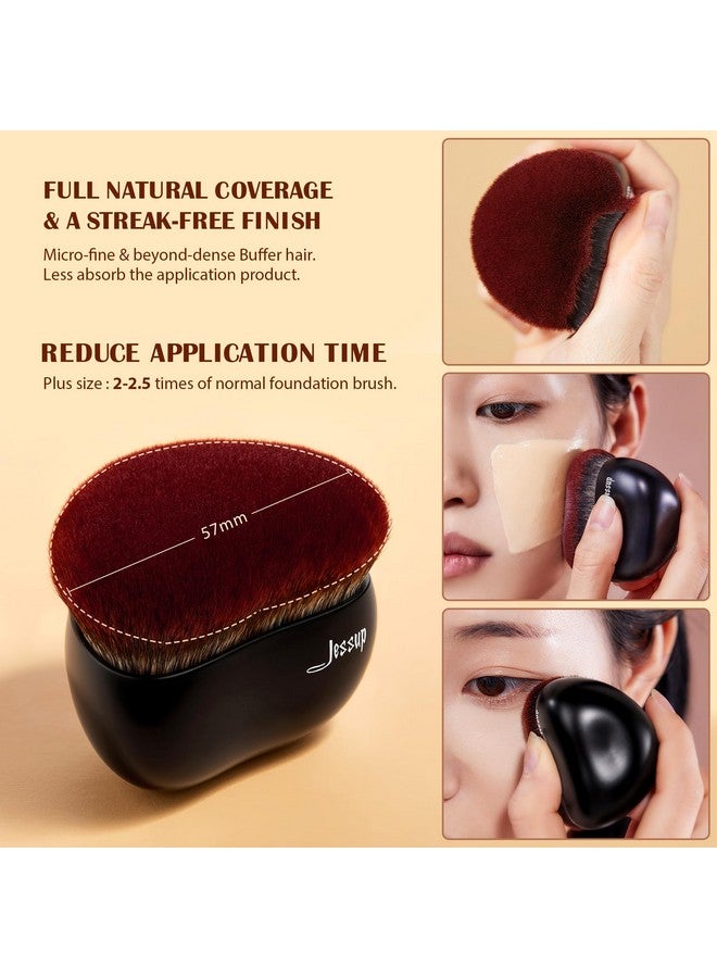 جيساب فرشاة كريم أساس جيسوب مع إسفنجة مكياج، فرشاة مكياج سوداء ذات سطح مسطح وفرشاة كابوكي لمزج السوائل والتنقيط، T881 - Image 3