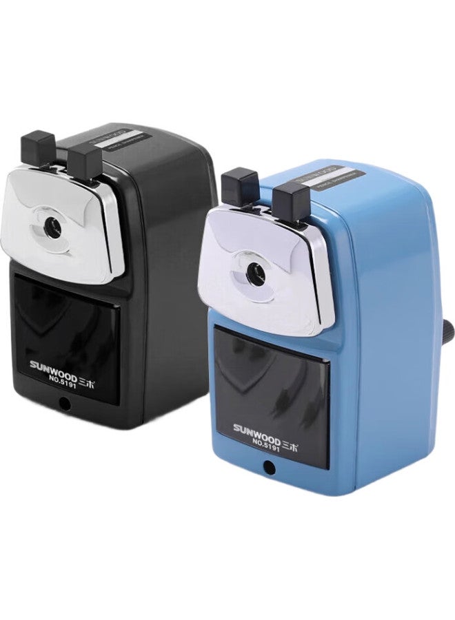 Sunwood Metal Body Adjustable Thickness Hand-Crank Pencil Sharpener, Rotary Blade, Durable, Black, 5191 - Image 1