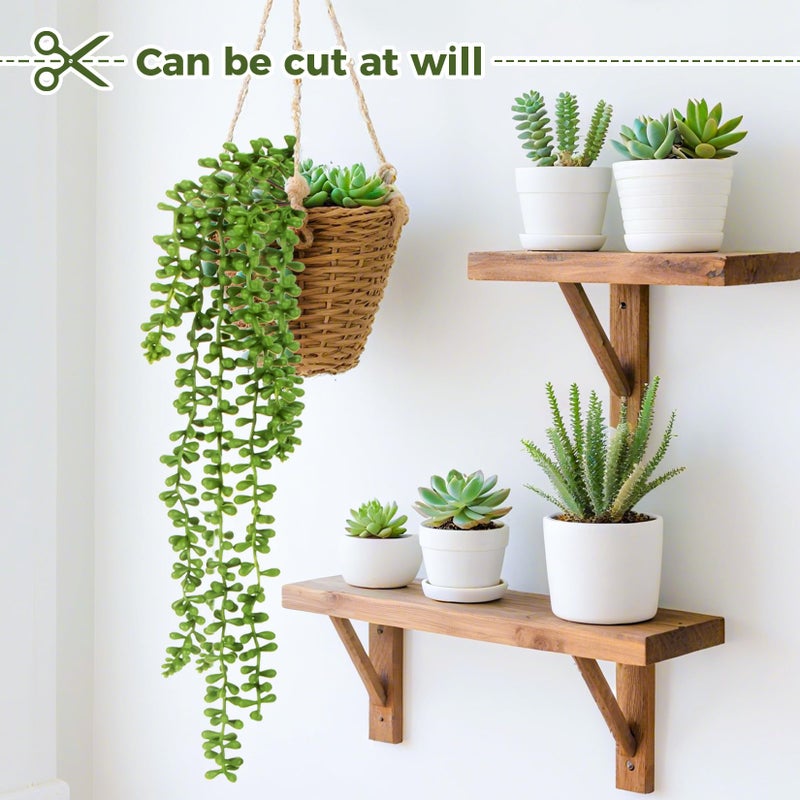 RAINFLOW Fake Hanging Plants Artificial Decor - 3PCS String of Pearls Plant Artificial Hanging Plants Fake Succulents Vines for Bedroom Greenery Backdrop Outdoor Wall Decor Balcony Porch Home Decor28 - Image 4