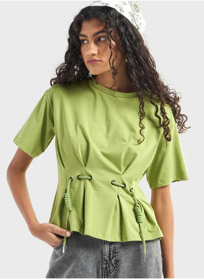 FAV Crew Neck Pleated Top