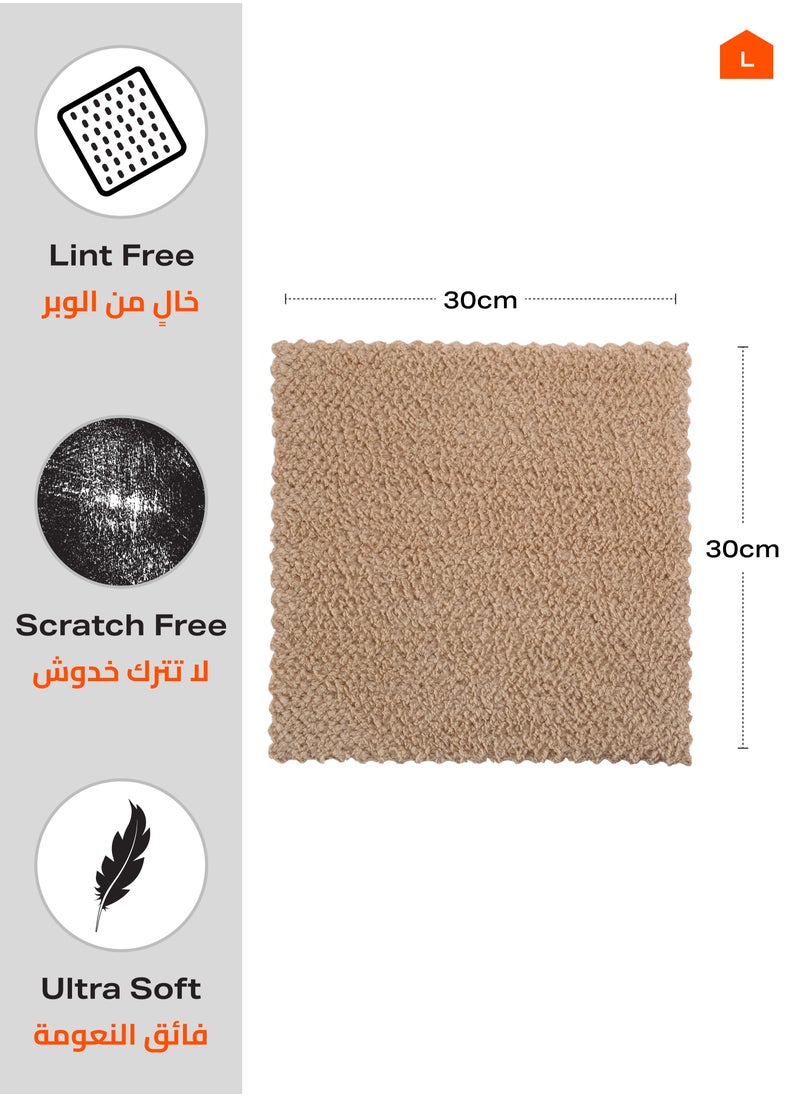 لوازم - مساحات مطبخ 5 قطع 30×30 سم - مناديل ميكروفايبر خالية من الوبر عالية الامتصاص لتجفيف الأطباق وتنظيف المطبخ ومسح الأسطح - لتنظيف الأسطح، غسل الأطباق، وتنظيف الانسكابات. - Image 1