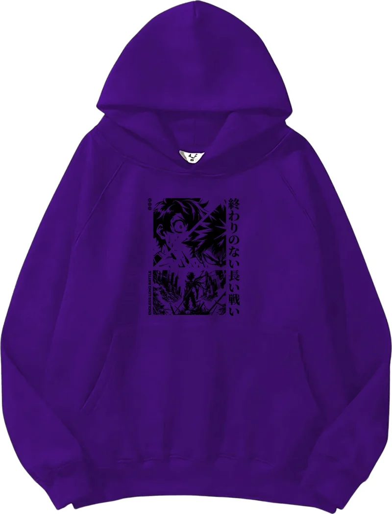دوغ فش Women, Men's Sweatshirt Oversize Long Battle Printed Thick Purple Lover Sweatshirt