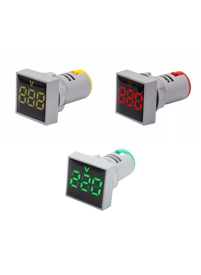 ماركة غير محددة مصباح إشارة LED مربع مؤشر LED من SP Electron AC 60-500V Digital Voltmeter (أحمر، أصفر، أخضر)  - Image 1