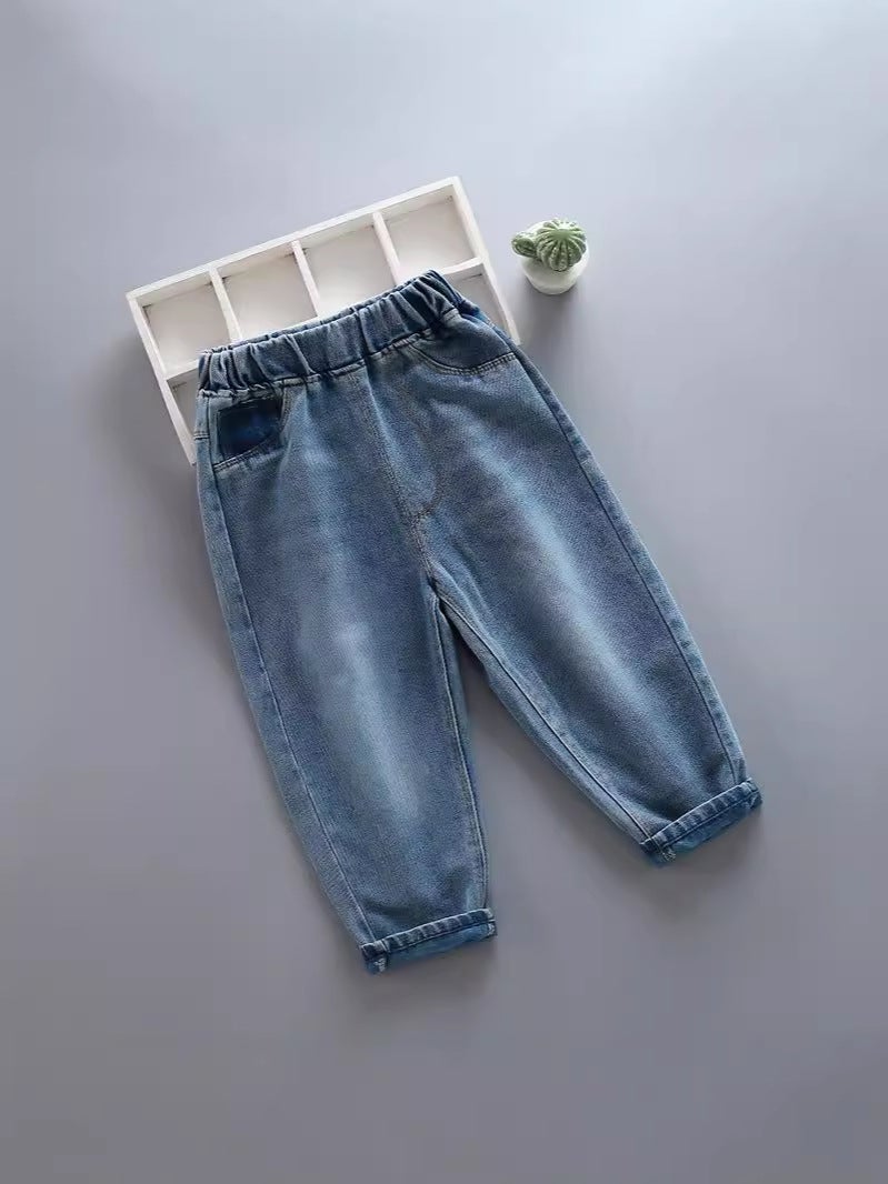 2024 New Children'S Denim Pants Padded Simple Casual Women'S Small And Medium-Sized Children'S Denim Pants Children'S Pants - Image 3