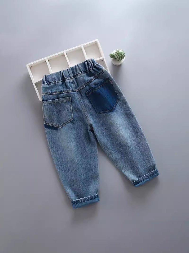 2024 New Children'S Denim Pants Padded Simple Casual Women'S Small And Medium-Sized Children'S Denim Pants Children'S Pants - Image 2