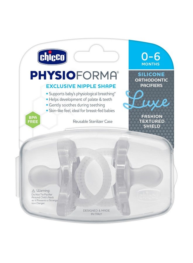 شيكو لهاية شيكو فيزيوفورما لوكس المصنوعة من السيليكون، قطعة واحدة، للأطفال من عمر ٠-٦ أشهر | غطاء أنيق مزخرف | خالية من البيسفينول أ واللاتكس | علبة تعقيم قابلة لإعادة الاستخدام | كريستال، عبوة من قطعتين - Image 1