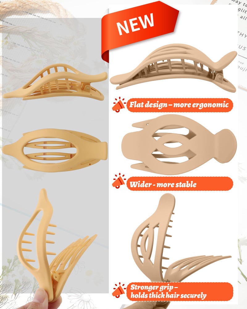 AWAYTR 6Pcs Upgrade Large Flat Hair Claw Clips for Women Girls, 5" Non-slip Duckbill Hair Clips for Long, Thick, Thin Hair, Comfortable for Driving & Lying Down (Matte (Neutral)) - Image 4