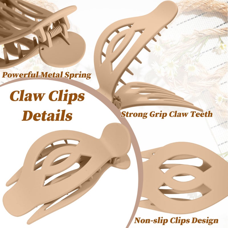 AWAYTR 6Pcs Upgrade Large Flat Hair Claw Clips for Women Girls, 5" Non-slip Duckbill Hair Clips for Long, Thick, Thin Hair, Comfortable for Driving & Lying Down (Matte (Neutral)) - Image 5