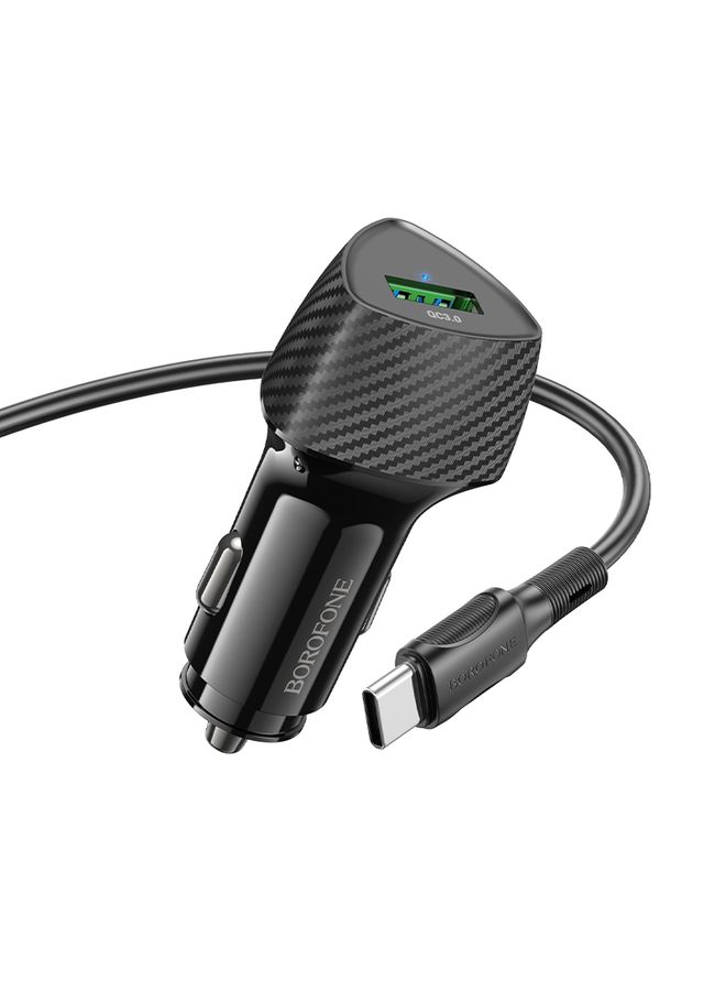 بيوينتي BOROFONE BZ31 Solid Single QC3.0 Car Charger Set with USB to Type-C Cable(Black) - Image 2