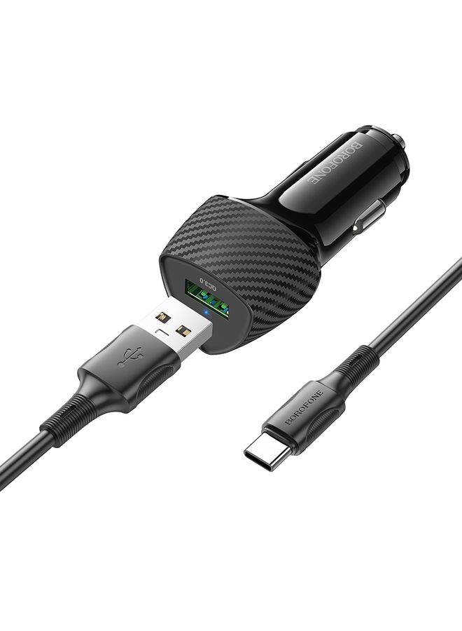 بيوينتي BOROFONE BZ31 Solid Single QC3.0 Car Charger Set with USB to Type-C Cable(Black) - Image 3
