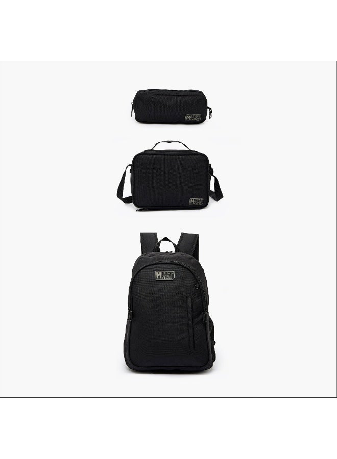 Must 16 Inches-Backpack Set Of 3-Eternal Black-Sustainable-1 Cmprt (Rpet 900D Pu) Black \ 32X18X43 - Image 1