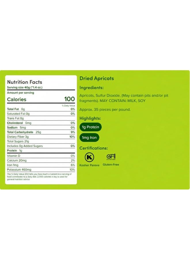 Nuts.com – Dried Apricots – No Sugar Added, Healthy Fruit Snack for Adults & Kids – Naturally Plump & Juicy, Good Source of Potassium & Fiber – Vegan, Gluten-Free & Kosher Pareve – 2 Pound Bag - Image 4