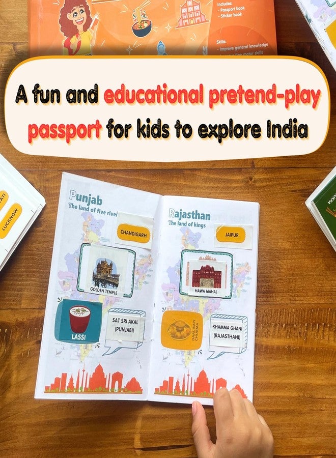 CocoMoco Kids India Passport for Kids, Learn About States of India & UTS, Geography Educational Toy Activity Kit with Stickers, Ages 4-5, 6-7, 8-10, 11 Year Old (Pack of 10) - Image 4
