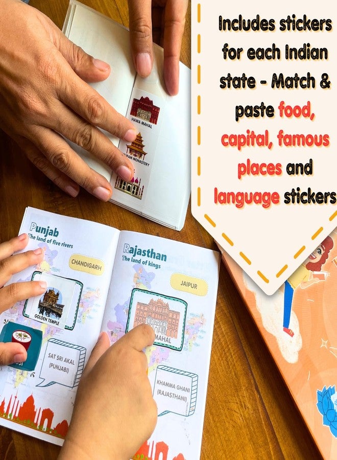 CocoMoco Kids India Passport for Kids, Learn About States of India & UTS, Geography Educational Toy Activity Kit with Stickers, Ages 4-5, 6-7, 8-10, 11 Year Old (Pack of 10) - Image 3