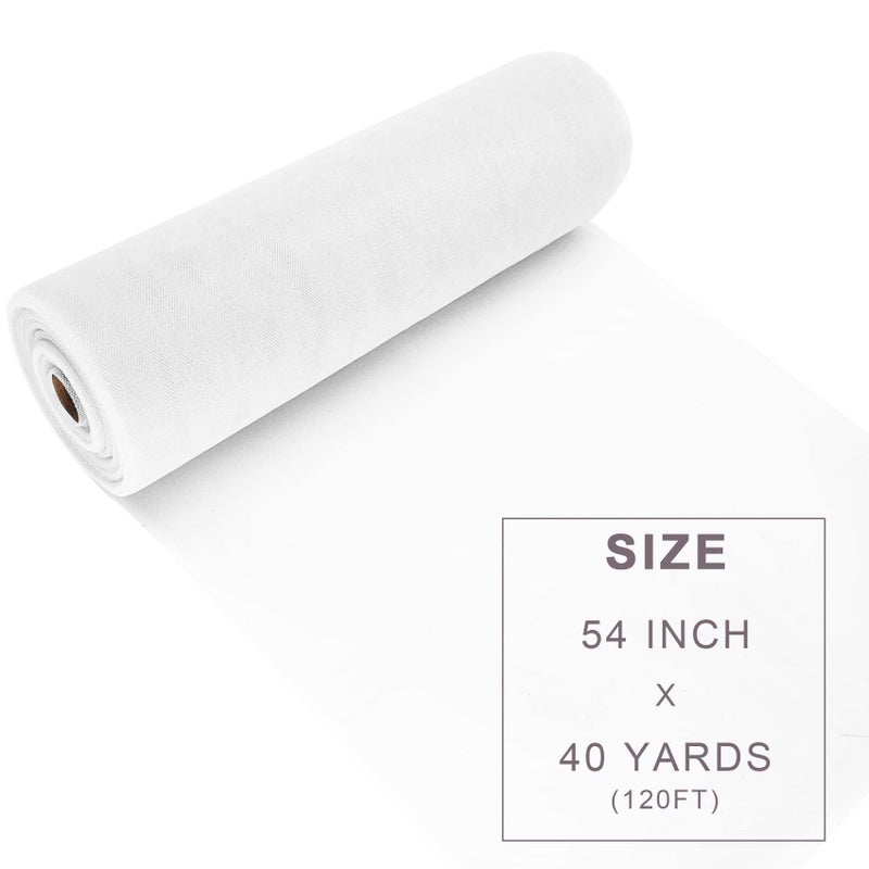 Ableme Deco White Tulle Fabric Roll Spool Bolt (54 Inch by 40 Yards) Large Tulle Wedding Party Decoration, Tutu Skirt, Table Runner, Gift Wrapping, Bridal Shower, Soft & Drape (White) - Image 3