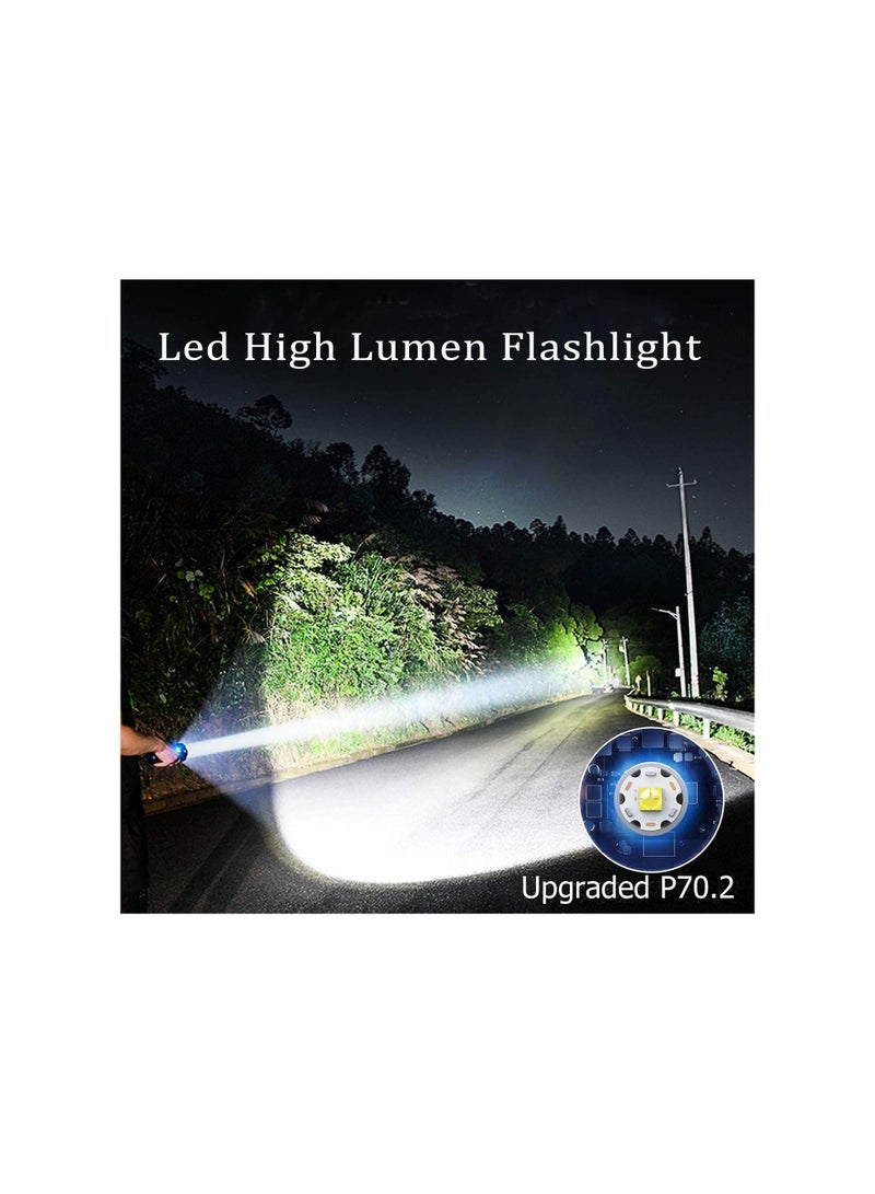 Dubkart Super Bright Rechargeable LED Flashlights 10000mAh Parallel Battery Zoom Waterproof Torch with Zoom for Hiking Camping Ride or Emergency (Black) - Image 3