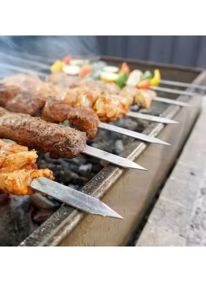 VIO Stainless Steel Flat Barbecue Grill Skewers for Meat Shrimp Chicken Vegetables with Wooden Handle Shish Kabab Sticks Marshmallow Roasting Sticks Hot Dog Forks for BBQ Grilling  - Image 5