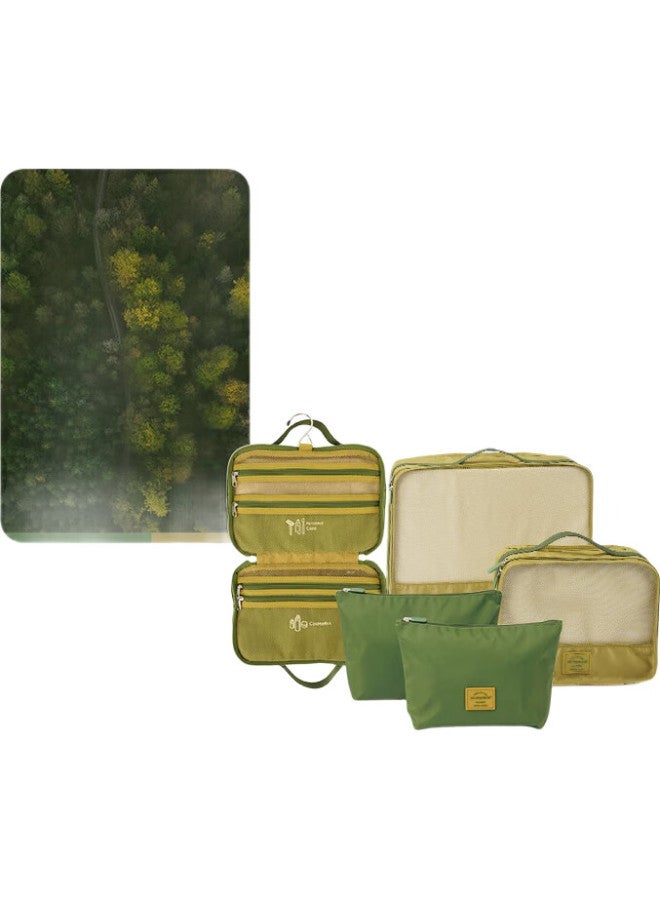 M Square Travel Storage Bag, Luggage Organizer, 7-piece Set, Clothes Underwear Shoe Bag, Shoe Pouch, Norsen Green - Image 3