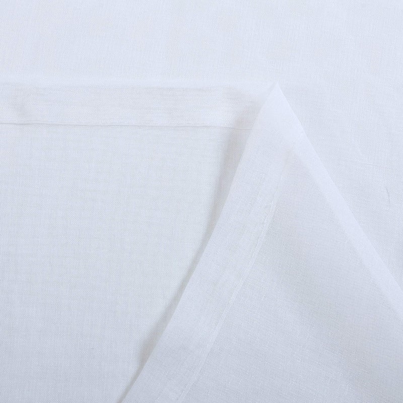 MISS SELECTEX Linen Look Pom Pom Tasseled Sheer Curtains - Rod Pocket Voile Semi-Sheer Curtains for Living and Bedroom, Set of 2 Curtain Panels (52 x 84 inch, White) - Image 4