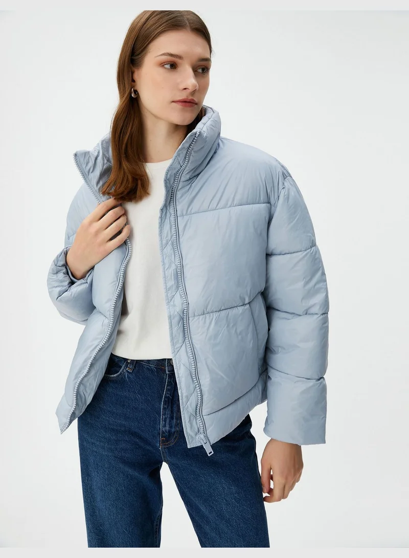 كوتون Zipper and Pocket Detail Short Puffer Coat