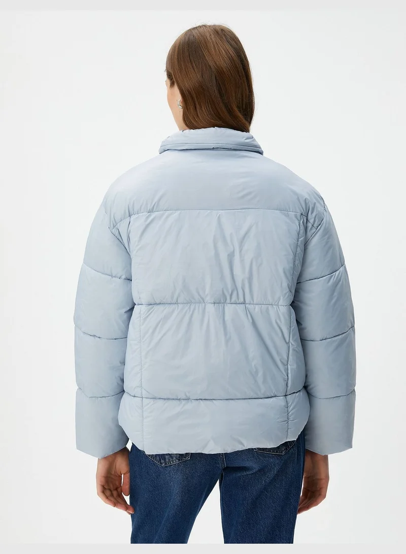 كوتون Zipper and Pocket Detail Short Puffer Coat