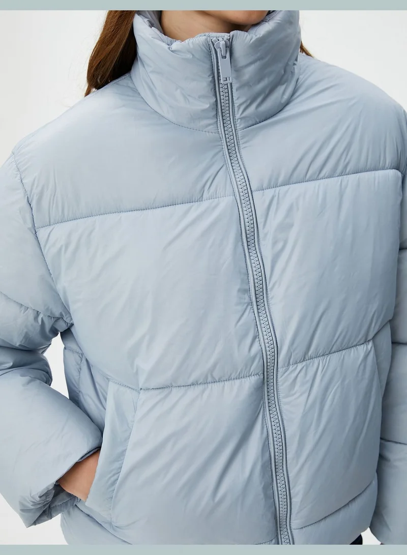 كوتون Zipper and Pocket Detail Short Puffer Coat