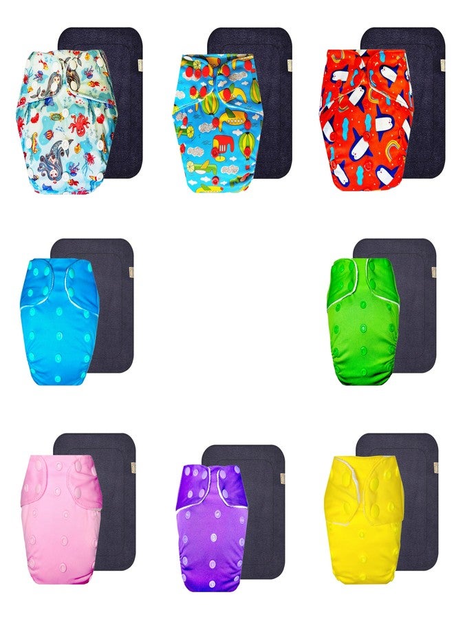 Dumbledo Premium Cloth Diaper with Gray Insert (Pack of 8) | Dry Feel and Comfortable | 6-Layer Absorbent Pad | Quick Dry | Designed by Moms | 3 Months - 3 Years | Unisex Baby - Image 1