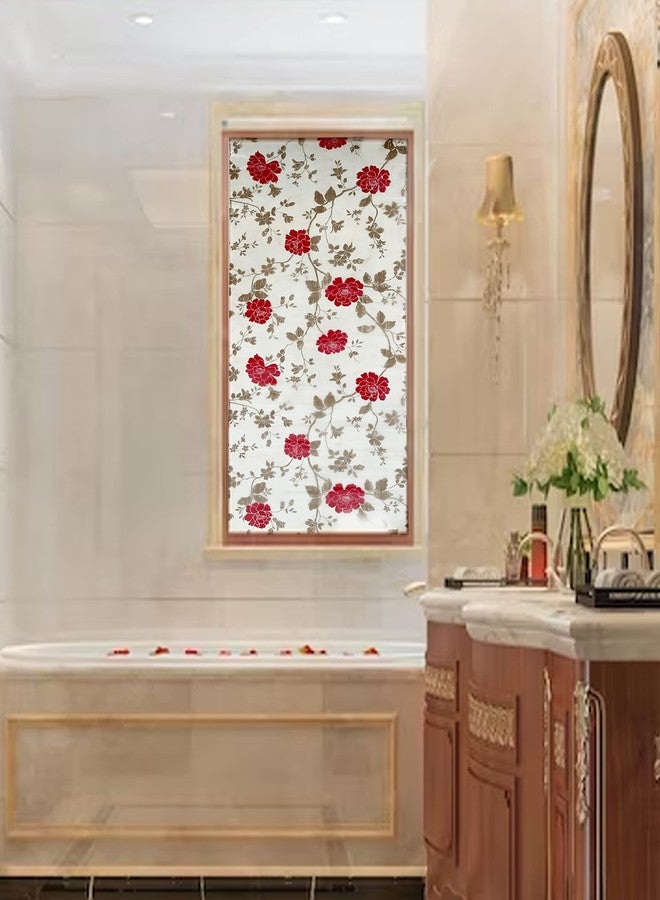 Smart Window ملصقات فينيل شفافة للنوافذ بتصميم زهرة حمراء من سمارت ويندو، مناسبة للأبواب الأمامية/الحمامات/النوافذ الجانبية/النوافذ (17.7 بوصة × 78.7 بوصة)، بنمط نباتي - Image 3