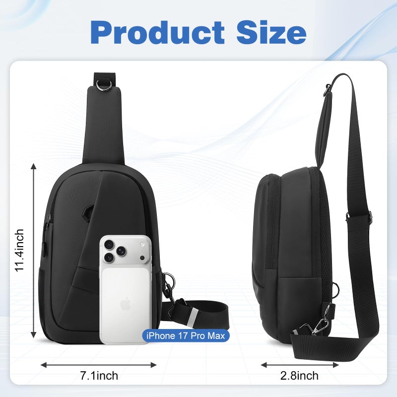 Hoedia Crossbody Sling Bag for Men Women, Shoulder Cross Body Bag EDC Back Pack with Reflective Strip and Multiple Pockets - Image 2