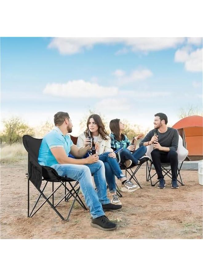 HOOKOR Folding Moon Chair, Lightweight Camping Chair with Side Pocket, Foldable Backpacking Chair Ultra Durable for Outdoor Hiking Beach Travel with Carrying Bag, Supports up to 300LBS (Beige) - Image 2