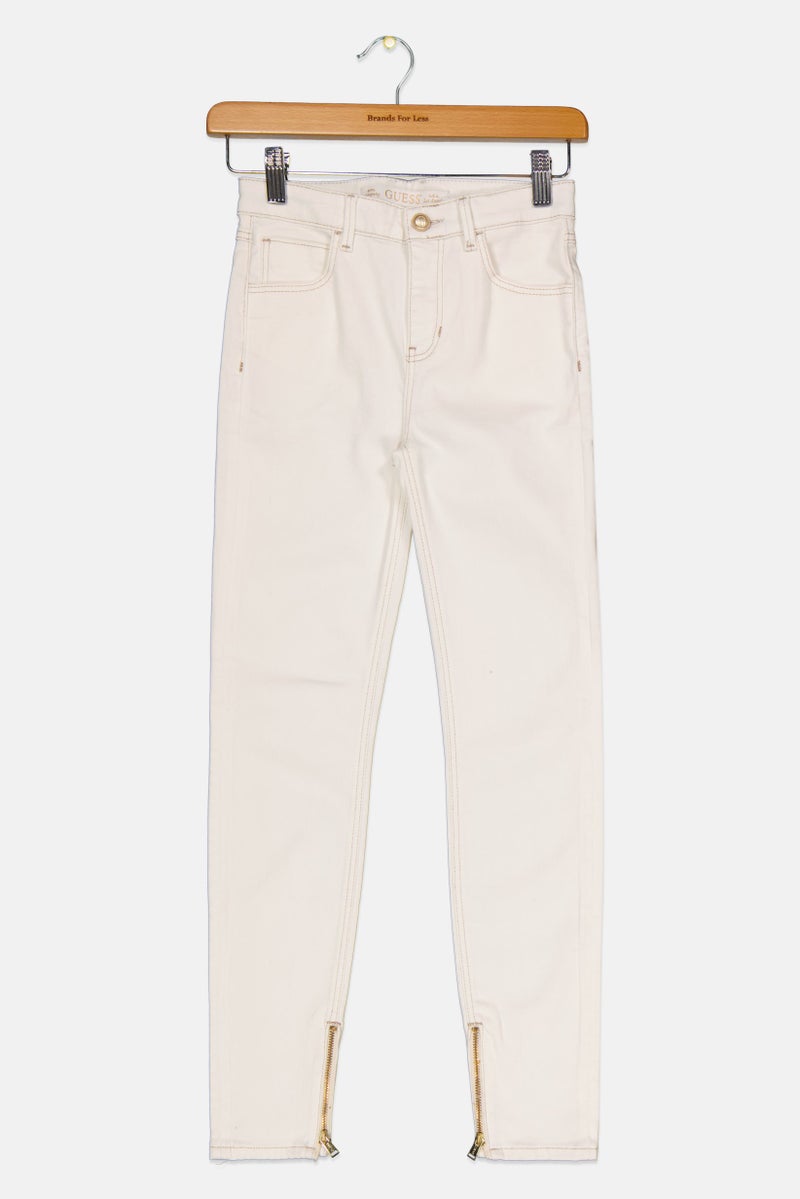 GUESS جينز مرن سادة للبنات، عاجي - Image 1