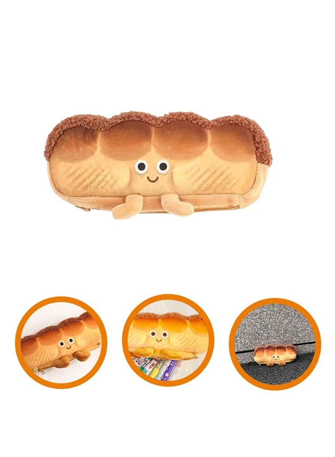 حافظة أقلام رصاص كرتونية كبيرة السعة، مع 5 أقلام جل سريعة الجفاف، 0.5 مم، حافظة أقلام لطيفة بتصميم "توست" من القطيفة، مناسبة للطلاب، مناسبة للمدرسة أو المكتب أو السفر.