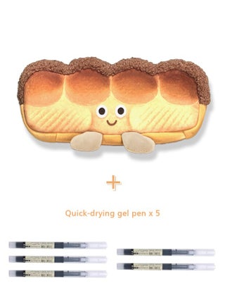 حافظة أقلام رصاص كرتونية كبيرة السعة، مع 5 أقلام جل سريعة الجفاف، 0.5 مم، حافظة أقلام لطيفة بتصميم "توست" من القطيفة، مناسبة للطلاب، مناسبة للمدرسة أو المكتب أو السفر. - pzsku/Z9A6D128DE4A4DF58659AZ/45/1762226587/a3114e8e-1f5f-48af-9bda-596062ac9c0e
