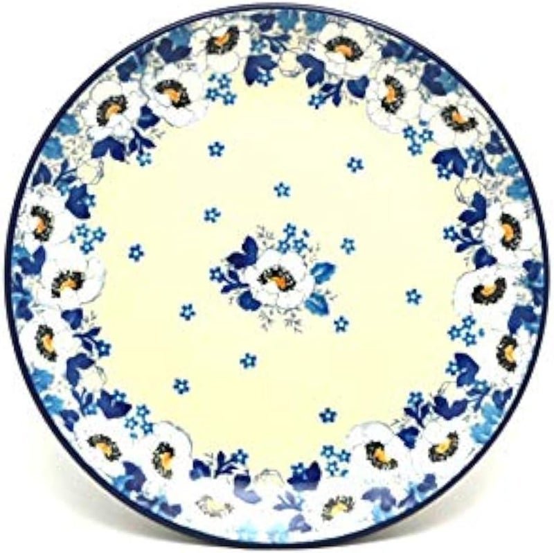 Polish Pottery Gallery Polish Pottery Plate  SaladDessert 7 34  White Poppy - Image 1