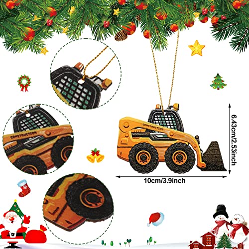 Perthlin Contractor Tools Christmas Tree Ornaments Construction Truck Dump Truck Tractor Bulldozer Excavator Mail Garbage Wooden Hanging Ornaments for Party Xmas Decor32 PcsConstruction - Image 3