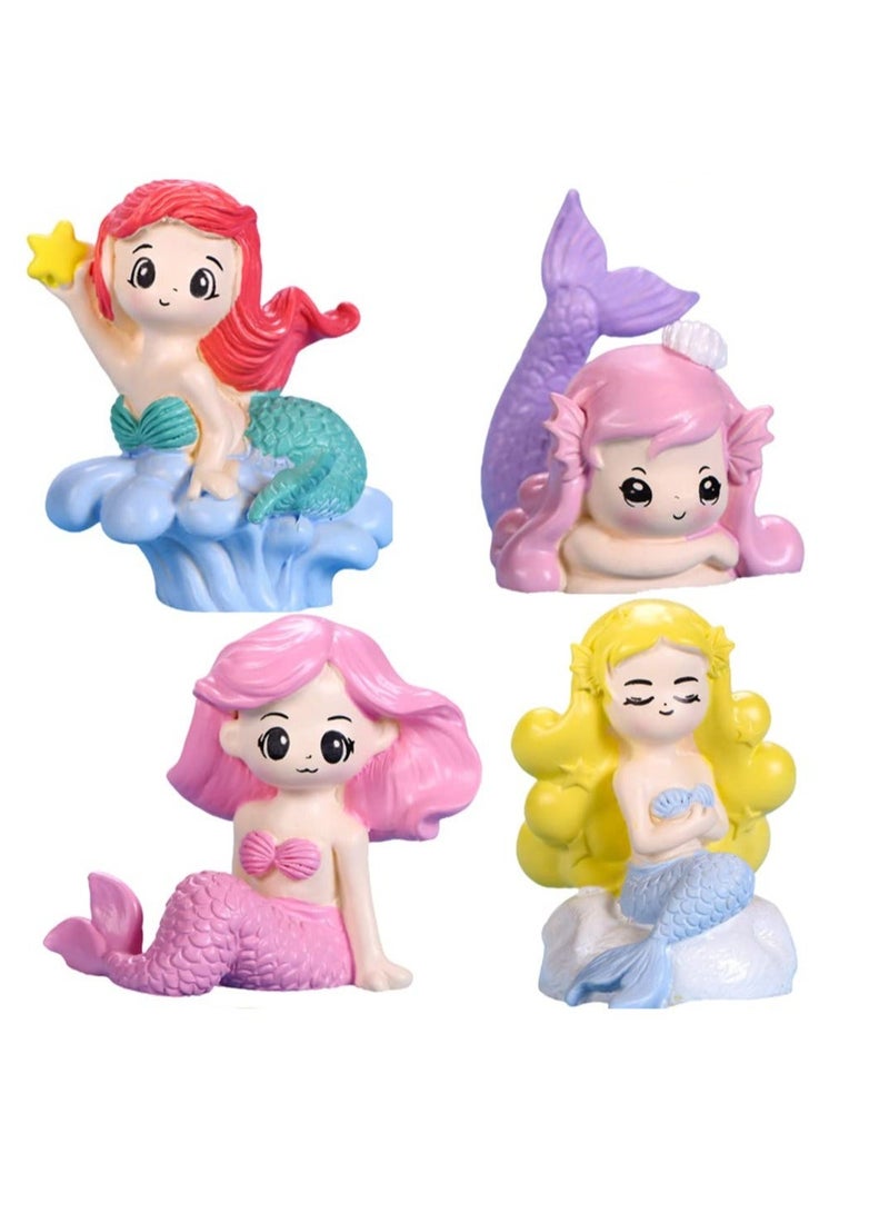 4 Pcs Little Cute Mermaid Doll, Mermaid Cake Topper, Cupcake Toppers Mermaid Ornaments for DIY Cake Decoration  - Image 1