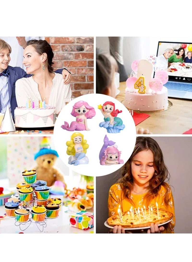 4 Pcs Little Cute Mermaid Doll, Mermaid Cake Topper, Cupcake Toppers Mermaid Ornaments for DIY Cake Decoration  - Image 4